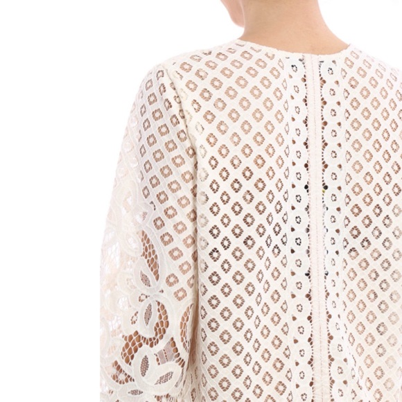 BCBG Laurice Cream / White Floral Florets lace tunic sleeves Embroidery dress - Picture 6 of 14